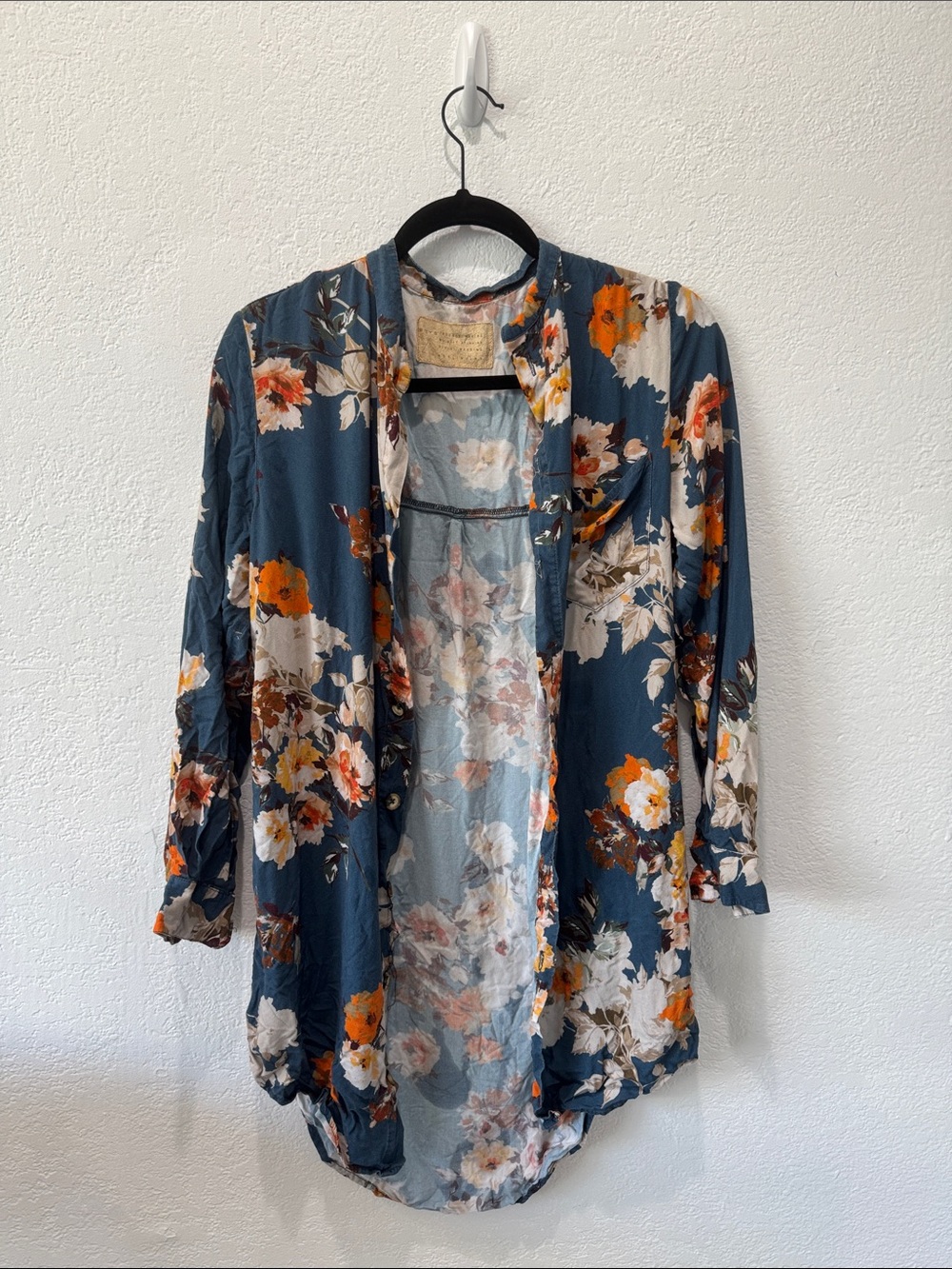 Boys + Arrows Midnight Blues Blue Floral Coverup with Orange and Cream Flowers